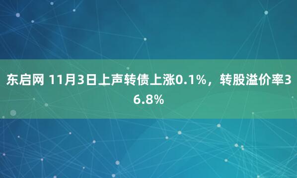东启网 11月3日上声转债上涨0.1%，转股溢价率36.8%