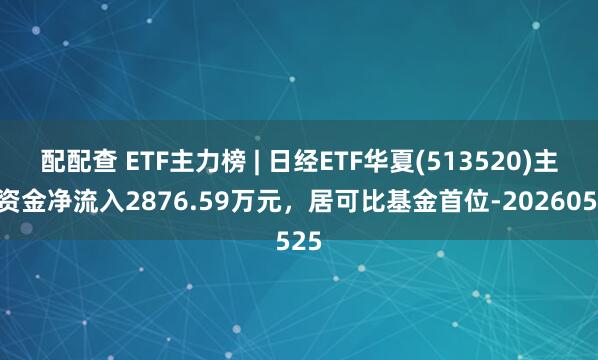 配配查 ETF主力榜 | 日经ETF华夏(513520)主力资金净流入2876.59万元，居可比基金首位-20260525
